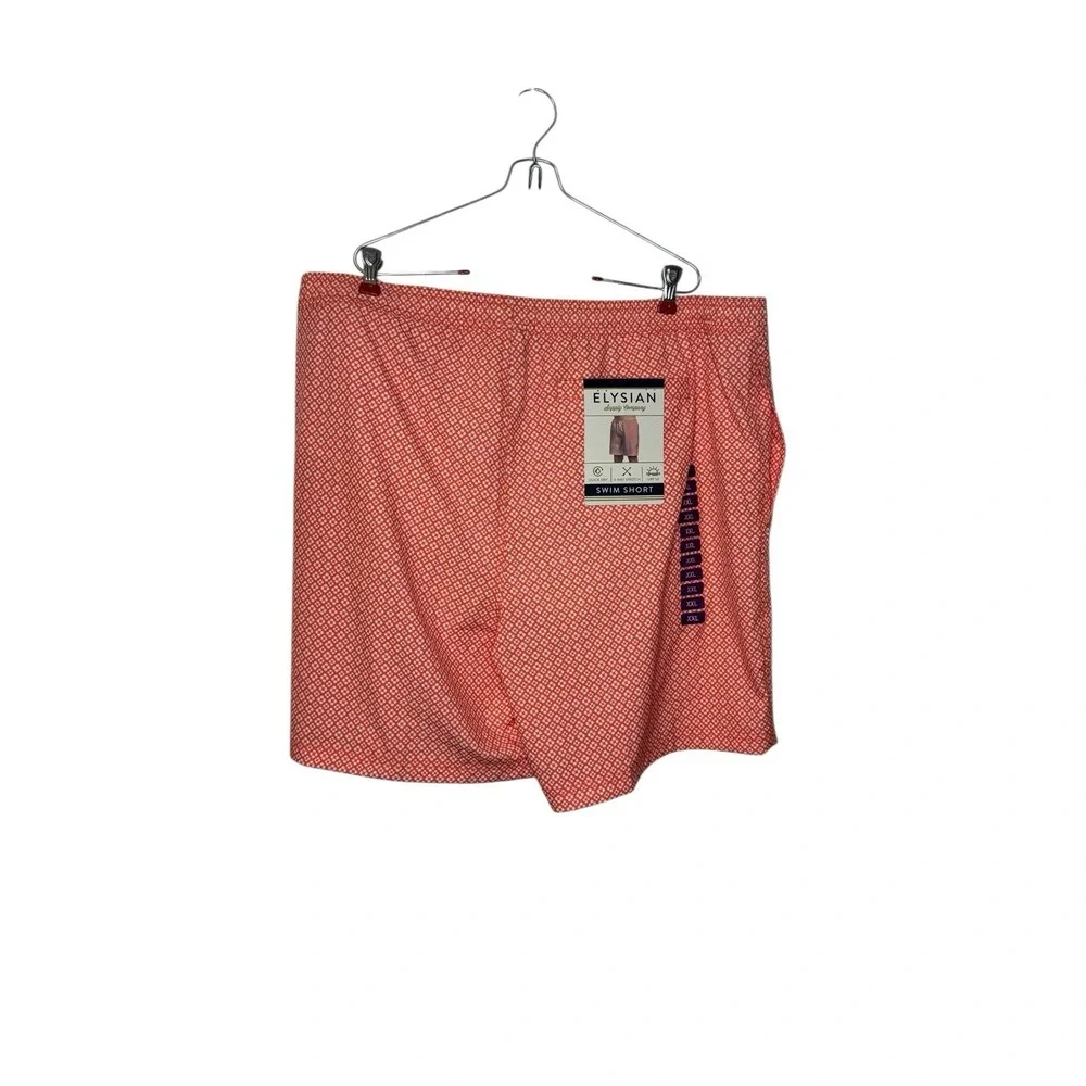 Elysian Men's Swim Shorts Floral‎ Drawstring Lined Beach Orange White Sz.XXL NWT
